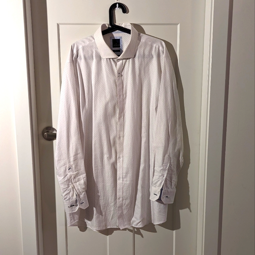 White Button Down with Blue Dots